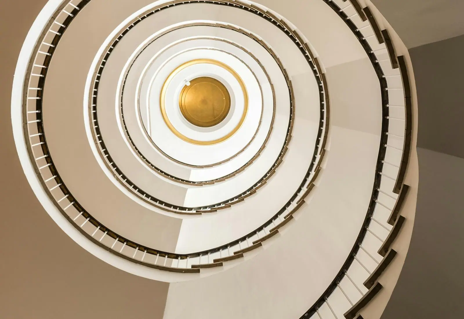 A spiral staircase seen from above